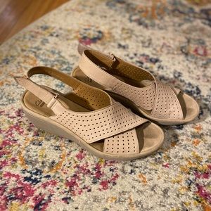 Clarks Collection Suede Wedge Sandals Size 9
